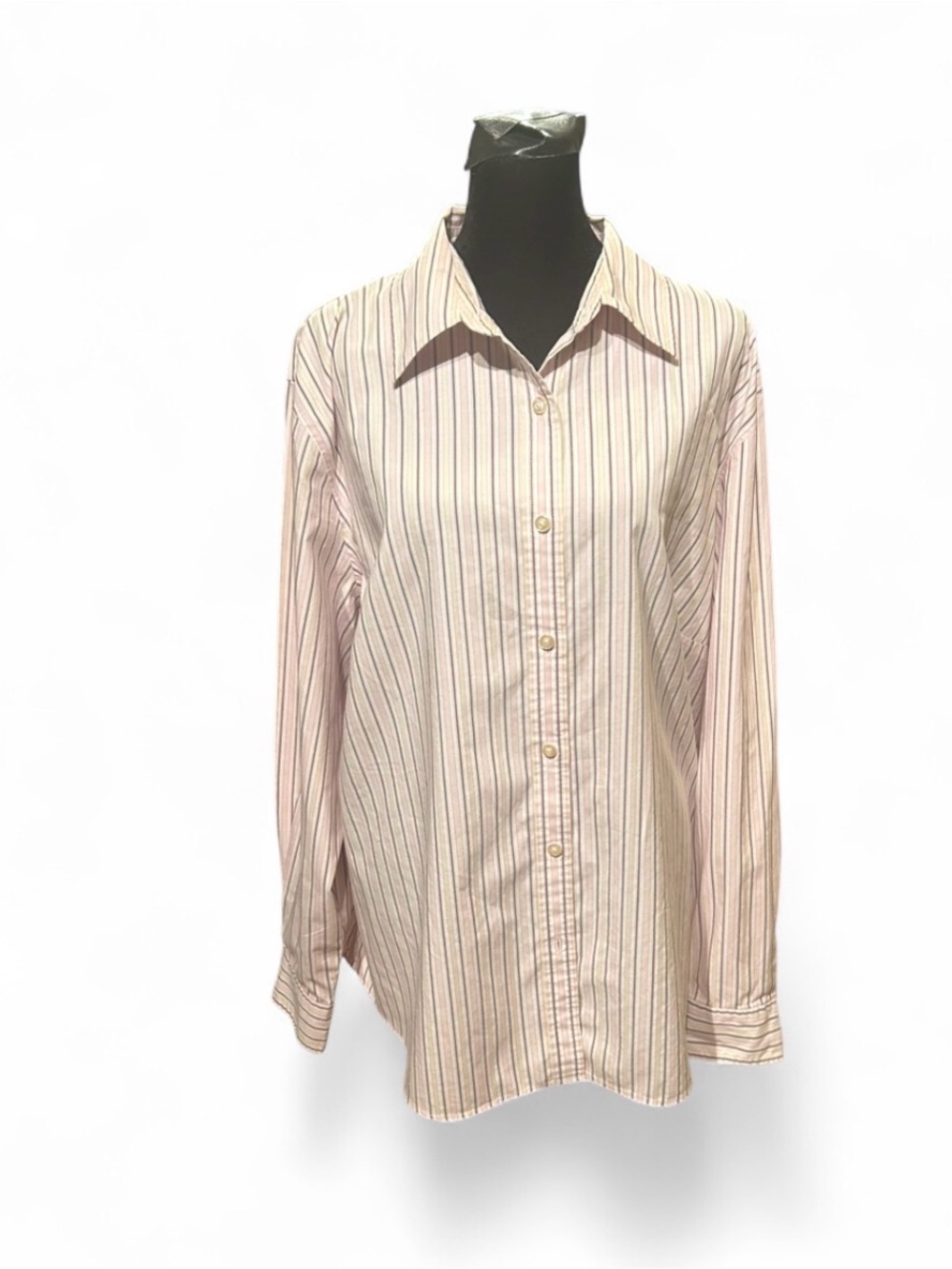 Charter Club Women's Non-Iron Stretch Striped Collared Button Shirt 20W
